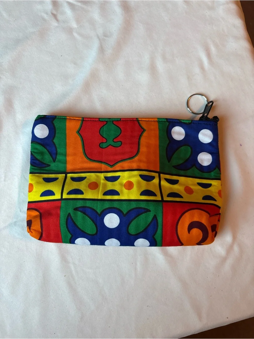 Colorful Patterned kente Tote Bag with Floral Accent - Multicolor